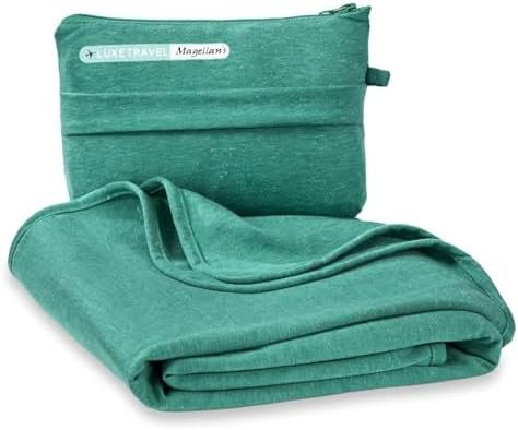 SAGEFINDS Airplane Travel Blanket | Compact Throw Blanket for Camping and Hiking | Converts into a Pillow | Travel Gift | Soft Jersey Knit | Fits in Backpack | Attaches to Luggage | Travel Essential