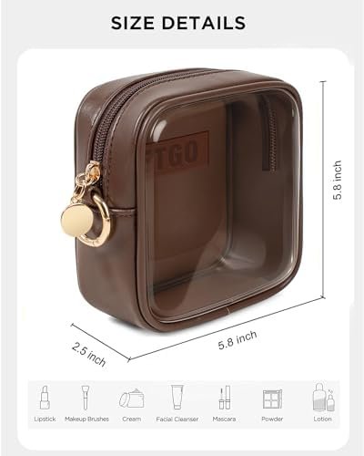 LETGO Small Cosmetic Bag for Purse Mini Makeup Bag for School Cute Clear Make Up Pouch for Travel Clear Cosmetic Bags Purse Essentials Make Up Bag for School Women Men (Mini Chocolate) - Image 2