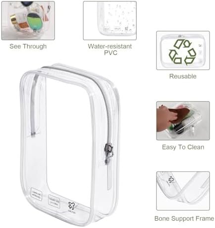 2 Pack Quart Size Travel Bag Tsa Approved Toiletry Bag Clear Makeup Organizer Zipper Pouch for Carry On Liquids Toiletries International Travel Must Haves Airplane Essentials for Women Flying - Image 4