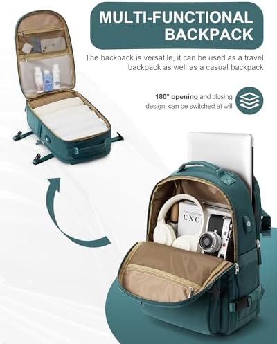 coofay Travel Backpack Carry on Flight Approved Mochila De Viaje Personal Item Travel Bag Large Backpack for Travel Personal Item Bag 18x14x8 Backpacks for Men Women Peacock Blue - Image 4