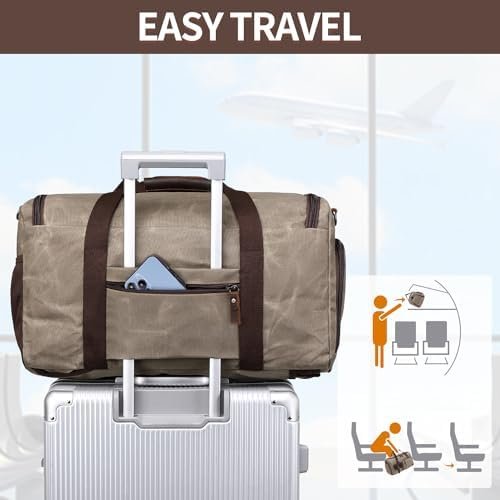Travel Duffle Bag Weekender Bag with Shoe Compartment Overnight Bag for Men Travel Bag Carry On Lugguage Light Green - Image 4