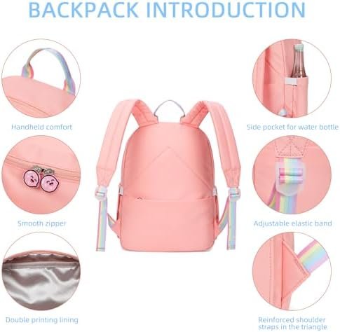 AUOBAG Backpacks for Girls Cute Backpack Suitable for Kids Aged 6-8 With CSPC Report to Send Pendant (Pink) - Image 4