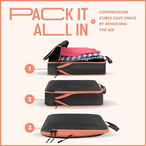 Compression Packing Cubes Travel, 4 Set/6 Set Packing Cubes for Carry on Suitcase, Suitcase Organizer Bags Set, Compression Bags Travel, Best Travel Packing Cubes Compression - with Inside Pockets - Image 6