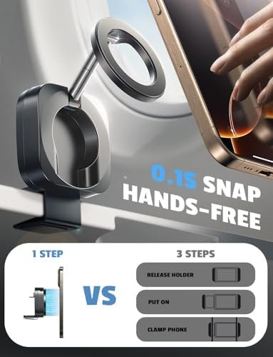 LISEN Travel Essentials Airplane Phone Holder for MagSafe Accessories, Handsfree Airport Essentials Plane Phone Holder Travel Gadgets Long Flight Must Haves for MagSafe Car Mount fits iPhone 16 Tesla - Image 2