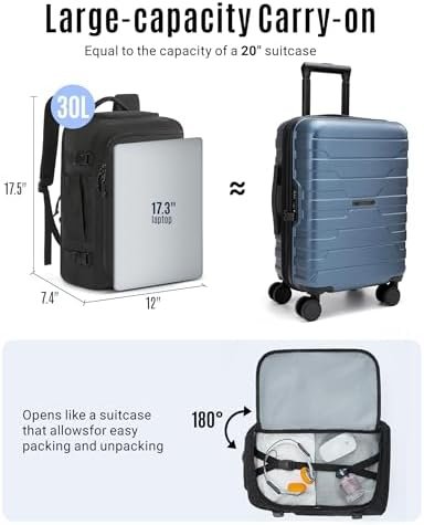 LIGHT FLIGHT Travel Backpack, TSA Friendly Flight Approved Carry on Backpack Water-resistant Lightweight Business Large Weekender Bag Casual Daypack 17.3" Laptop Backpack for Men Women,Grey - Image 4