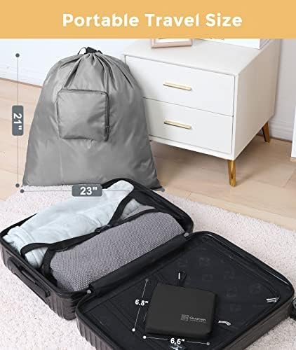 Travel Laundry bags, 2 Pack Dirty Laundry Travel Bag, Foldable Dirty Clothes Bag for Traveling, Washable and Small Laundry Bag with Handles for Suitcase, Gym, Camping, Black+Grey - Image 2