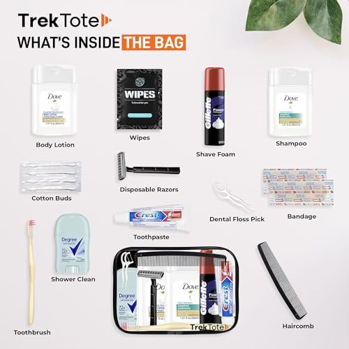 TrekTote 15-Piece Travel Toiletry Convenience Kit - Essentials Bag with Men's Toiletries. TSA-Approved Travel Size Kit for Men with Essential Toiletries. - Image 2