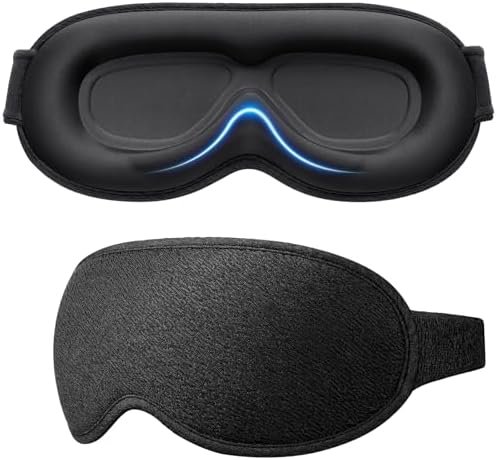 Gritin 100% Blackout Sleep Eye Mask for Women Men, Zero Eye Pressure Sleeping Mask - Ergonomic Design 3D Cutout Eye Movement and Eyelash Friendly Night Blindfold, Ultra Soft & Comfortable for Sleeping