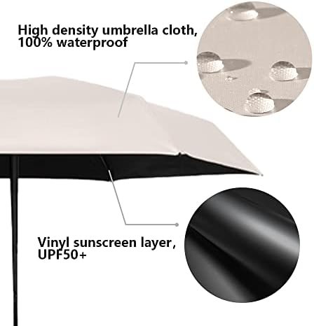 ESUFEIR Mini Travel Sun Umbrella for Purse With Case,Small Compact UV Umbrella Protection Sun,Lightweight Portable Parasol Umbrella Windproof for Women Men Kids (Beige) - Image 8