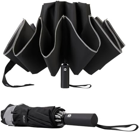 antor Backpack Compact Windproof Rain Umbrella for Adults,Portable Inverted Folding Travel Car Umbrella,Sun Reflecting,Automatic Open & Close