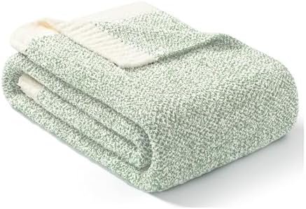 Snuggle Sac Heather Sage Green Throw Blanket for Couch, Reversible Super Soft Knitted Blankets Warm Cozy Fuzzy Throws for Sofa, Bed, Camping, Sage Green, 50x60 inches - Image 5