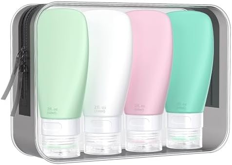 INSFIT Portable Travel Bottles, TSA Approved Travel Size Bottles Leak Proof Travel Containers for Toiletries, BPA Free Refillable Travel Accessories for Shampoo Body Wash Liquids 4 PacK