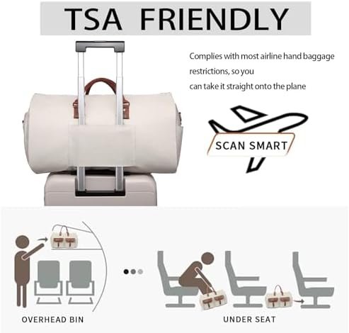 seyfocnia Convertible Carry on Garment Bag,Women Garment Duffle Travel Bag with Shoe Pouch 2 in 1 Hanging Cloting Suit Bag - Image 5