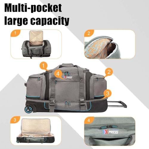 Blue 30" Rolling Duffel Bag Two Silent Wheels With Corner Covers NewYork XPress - Image 4