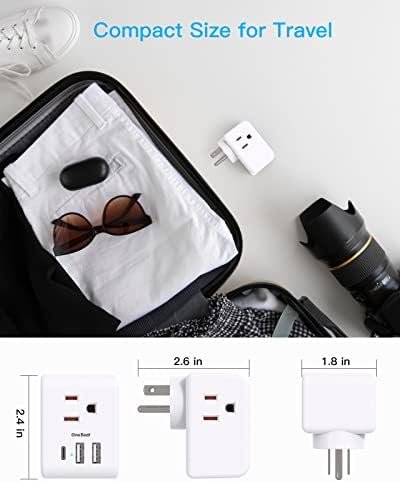 Multi Plug Outlet Extender, Power Strip Non Surge Protector Electric Outlet Splitter with 3 USB Wall Charger (1 USB C), Multiple Outlet Expander for Cruise, Dorm, Travel, Home, Office - Image 5