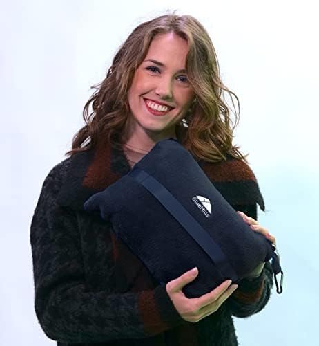 BlueHills Travel Blanket Pillow in Mini Soft Case Premium Plush Airplane Blanket in Soft Bag Compact Pack with Luggage Belt and Backpack Clip Long Flights Essentials Traveling Plane - Navy Blue M04 - Image 7