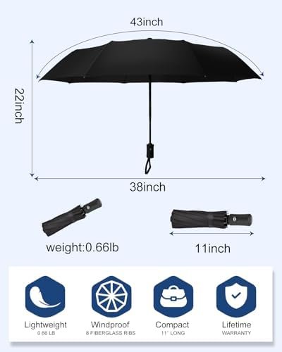 Compact Travel Umbrella, Folding Small Mini Windproof Umbrella, Lightweight Portable Parasol for Backpack Purse, Car Backpack Purse Automatic Umbrellas for Rain - Image 6
