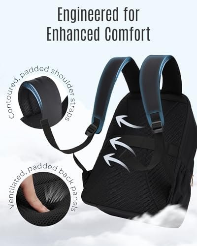 LIGHT FLIGHT Travel Backpack for Women, 15.6" Stylish Laptop Backpack, Computer Bags for College, Work, Daily, Anti Theft Water Resistant Casual Daypack with USB Port, Black - Image 7