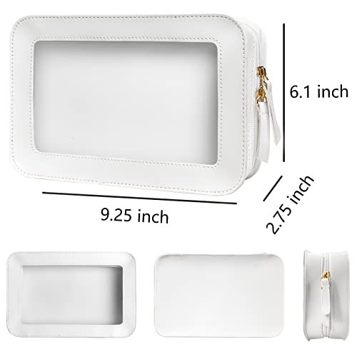 LETGO Clear Makeup Bags, TSA Approved Toiletry Bag with Zipper, Clear Makeup Organizer Fit Carry-on Travel Essentials,Clear Cosmetic Bags for Women Men (C-Beige) - Image 2