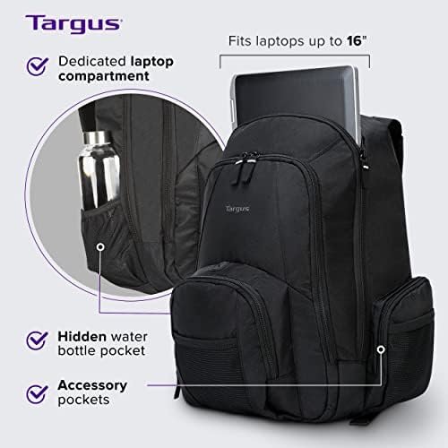 Targus 16 Inch Groove Laptop Backpack, Black - Fits Most Laptops up to 16", Water Resistant Travel Backpack for Business Commuters, College, and Travel (CVR600) - Image 2