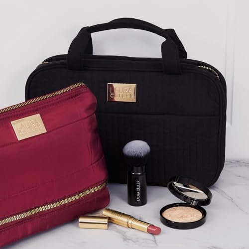 LAURA GELLER NEW YORK Quilted Folding Travel Makeup Bag, Black - Hanging Toiletry Bag Organizer for Travel - Large Capacity Full Size Makeup Bag - Easy to Clean - Image 9