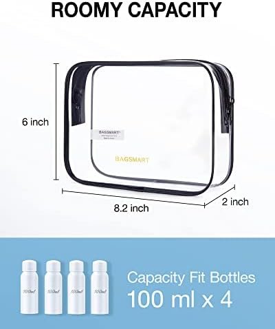 BAGSMART Clear Toiletry Bag, 3-Pack TSA Approved Travel Toiletry Bag Carry On Travel Accessories Bag Airport Airline Quart Size Bags water-resistant Makeup Bag for Women - Image 3