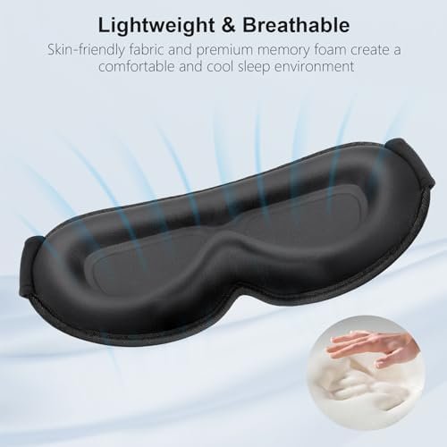 Gritin 100% Blackout Sleep Eye Mask for Women Men, Zero Eye Pressure Sleeping Mask - Ergonomic Design 3D Cutout Eye Movement and Eyelash Friendly Night Blindfold, Ultra Soft & Comfortable for Sleeping - Image 6