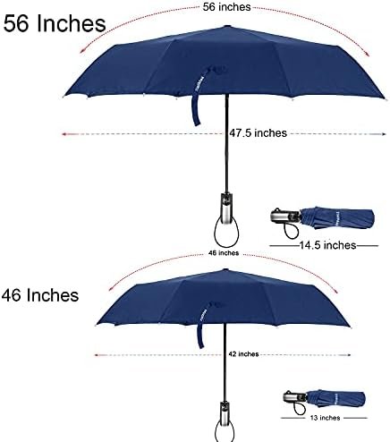 TradMall 2 Pack Travel Umbrella Windproof 46/56 Inches Large Canopy Reinforced Fiberglass Ribs Auto Open & Close - Image 3