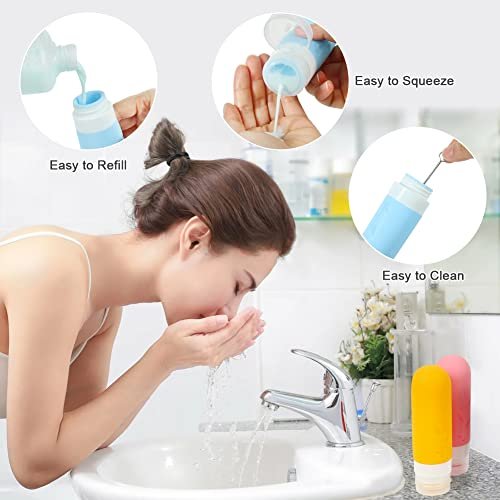Shintop Travel Bottles for Toiletries, 3oz TSA Approved Travel Size Bottles Leak Proof Silicone Travel Containers BPA Free Refillable Squeeze Bottles For Shampoo Conditioner Liquid Lotion - Image 5
