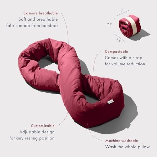 Huzi Infinity Pillow - Travel Neck Pillow - Versatile Soft 360 Support Scarf - Machine Washable - Home Travel Flight Road Trips (Burgundy) - Image 3