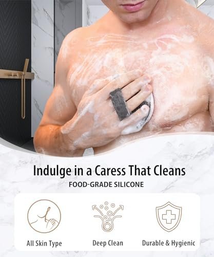 Silicone Body Scrubber - Loop Fin Bristles Loofah for Gentle Exfoliating & Lathering with Body Scrub & Wash, Durable & Hygienic, Deep Cleansing Exfoliator for All Skin Types - Shower Essential - Image 2