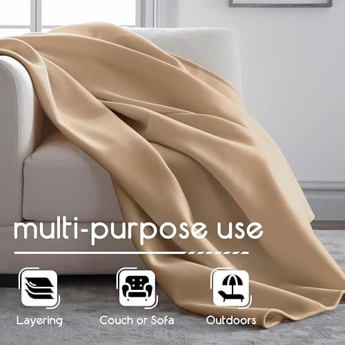 Vellux Twin Size Blanket - All Season Luxury Warm Lightweight Durable Pill-Resistant Bed Blankets - Perfect for Bed Couch Sofa - Beige Bed Blankets Twin Size - Hotel Quality (66 x 90 Inch, Beige) - Image 7