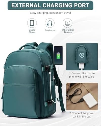coofay Travel Backpack Carry on Flight Approved Mochila De Viaje Personal Item Travel Bag Large Backpack for Travel Personal Item Bag 18x14x8 Backpacks for Men Women Peacock Blue - Image 7