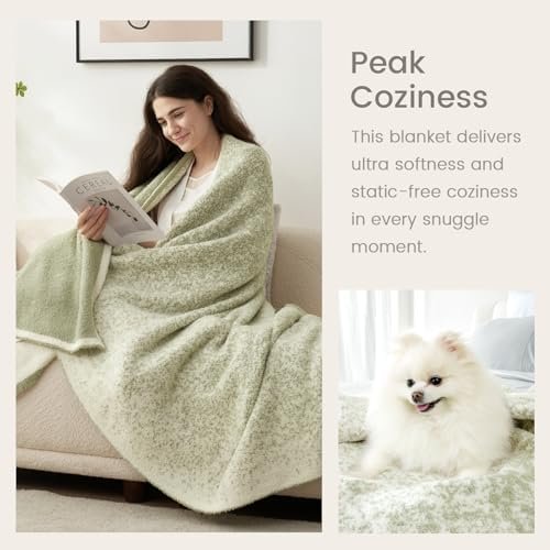 Snuggle Sac Sage Green Throw Blanket for Couch, Reversible Super Soft Warm Blankets Cozy Knit Blanket Fuzzy Plush Lightweight Throws for Sofa, Bed, Picnic, Ombre Sage Green, 50 x 60 inches - Image 6