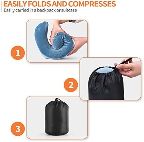Travel Pillow 100% Memory Foam Pillow, Neck Pillow for Airplane, Neck & Head Support Pillow for Sleeping Rest & Car, Travel Pillows Kit with Storage Bag, Sleep Mask and Earplugs Blue - Image 6