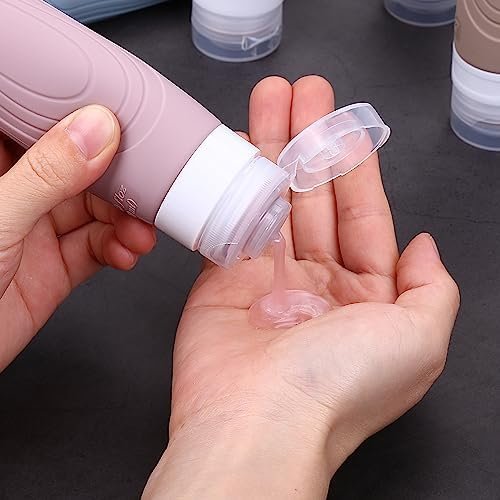 Travel Bottles for Toiletries, Tsa Approved 3oz Portable Travel Bottles, BPA Free Leak Proof Squeezable Silicone Travel Size Containers .(5 Pack)- Light Colors - Image 5