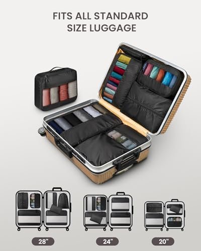 Packing Cubes for Travel - 8 Set of Packing Cubes for Suitcases - Packing Cubes for Carry on Suitcase Organizer Bags Set for Travel Accessories, Travel Bags Organizer for Luggage (Black) - Image 5