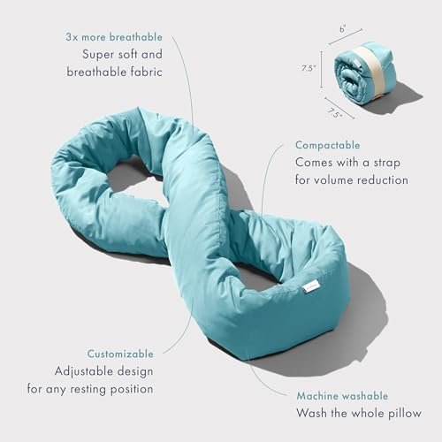 Huzi Infinity Pillow - Travel Neck Pillow - Versatile Soft 360 Support Scarf - Machine Washable - Home Travel Flight Road Trips (Airy Blue) - Image 3