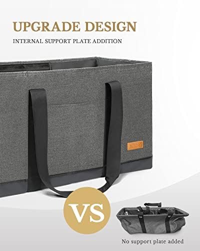 WONDAY Large Stand Up Utility Tote Bag, Reusable Grocery Bags Foldable with Waterproof Bottom - Image 2