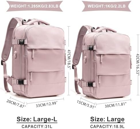 coowoz Large Travel Backpack For Women Men,Carry On Backpack,Hiking Backpack Waterproof Outdoor Sports Rucksack Casual Daypack travel essentials(Pink Purple) - Image 2