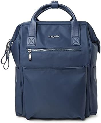 Baggallini Soho Backpack - Travel Laptop Backpack for Women - Lightweight Water-Resistant Luggage Bag, French Navy