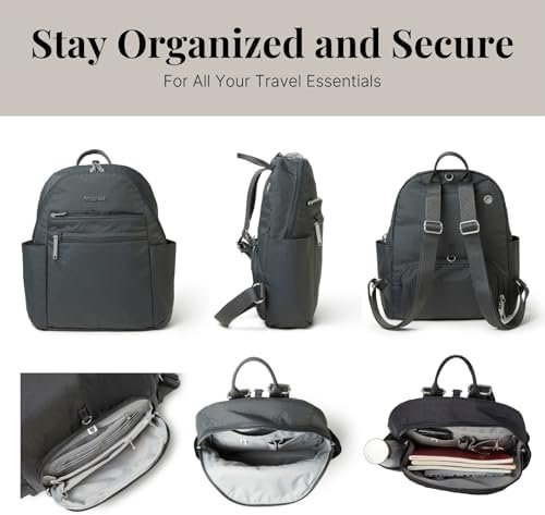 Securtex® Anti-theft Vacation Travel Backpack 10x13" Slash-Resistant Nylon Daypack w/RFID, Charcoal - Image 5