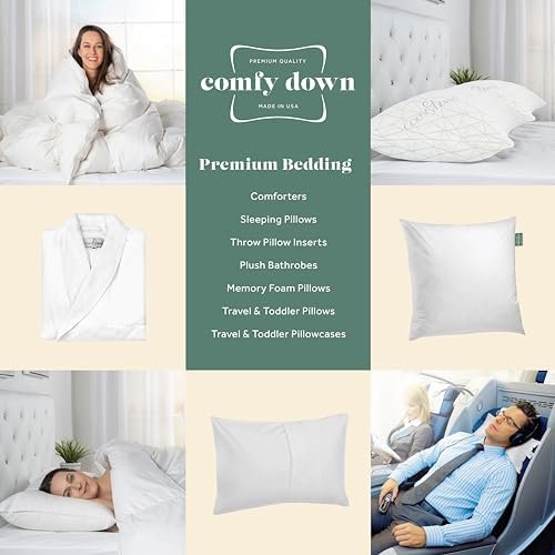 Goose Down Travel Pillow - Filled with 800 Fill Power European Goose Down, Egyptian 300 Thread Count 100% Cotton Cover for Plane car & Home - Made in USA (13" x 18") - Image 7
