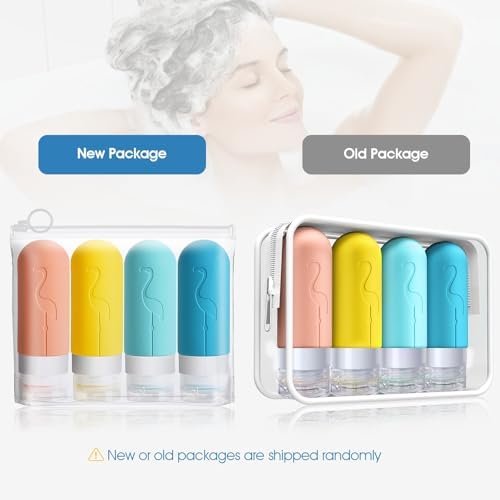 4 Pack Travel Bottles for Toiletries,TSA Approved Silicone Travel size Toiletries,Leak Proof Travel Containers for Toiletries,Travel Bottles for Shampoo Conditioner Lotion (Flamingo) - Image 2