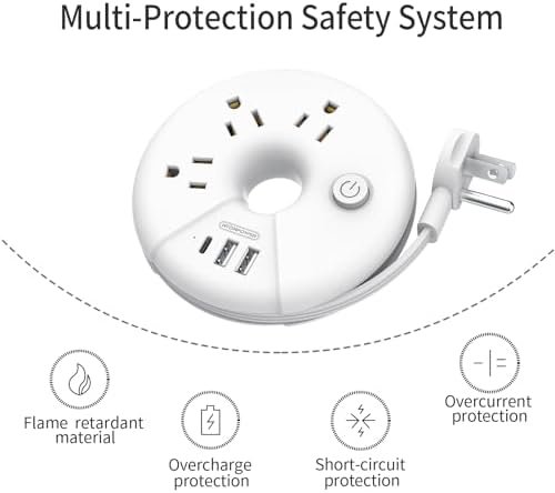 Travel Power Strip, NTONPOWER 3 Outlets 3 USB Portable Desktop Charging Station Short Extension Cord 3ft for Office, Home, Hotels, Cruise Ship, Nightstand, White - Image 6