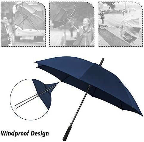 TOPULORS 43 In Long Stick Umbrella for Men and Women,Automatic Open, Double Strong Umbrella Bone for Outdoor Use-Purplish Blue(2 Pack) - Image 4