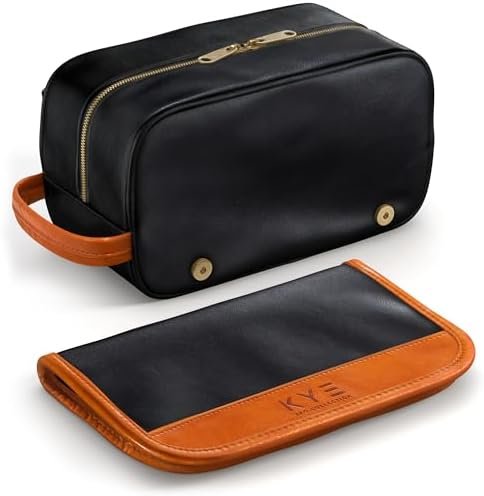 Leather Hanging Travel Toiletry Bag for Men with Removable Cover and Hanging Hook - Dopp Kit for men - Makeup Bag Organizer for Women for all your Travel Essentials - Image 2
