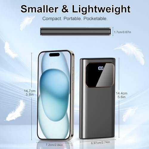 Portable Charger, Slim 10000mAh Power Bank with 15W Fast Charging, 4 Outputs 3 Inputs with Built in Type-C, USB-A Battery Pack, Compatible with iPhone 15 14 13 Samsung S22 S21 Android Cell Phone etc - Image 6