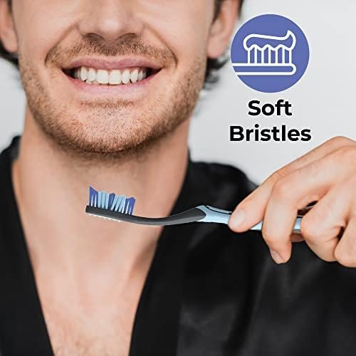 Reach Essentials Toothbrush with Toothbrush Caps, Multi-Zoned Angled Soft Bristles, Contoured Handle, Tongue Scraper, 6 Count - Image 5