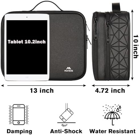 MATEIN Cord Organizer Bag, Large Electronics Organizer Travel Case Cable Storage for Electronic Accessories, Shockproof Portable Double Layer Tech Bags for Power Bank, Charging, Tablet(Up to 12.1inch) - Image 4